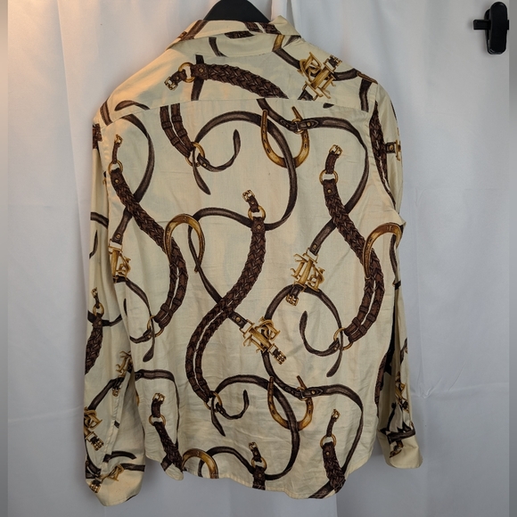 Ralph Lauren Women's Signature Design Cotton Button-Up Shirt Size L In EUC - Picture 6 of 8